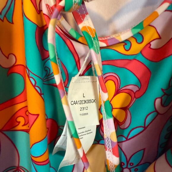 Cupshe One Piece Swimsuit Womens‎ Large Floral Colorful Bohemian Artsy NEW - Picture 10 of 13